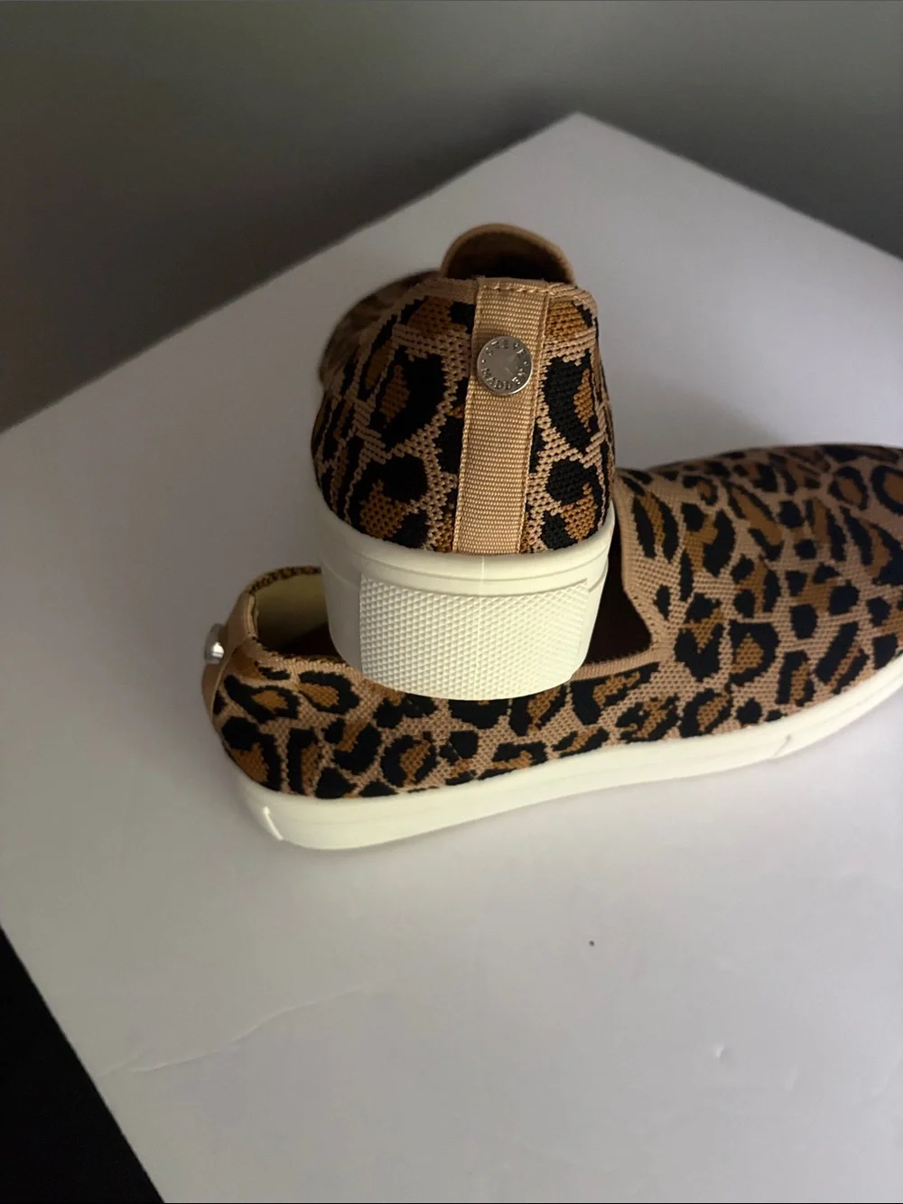 Steve Madden Leopard Knit Slip-On Sneakers in Tan and Black